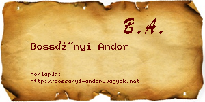 Bossányi Andor névjegykártya