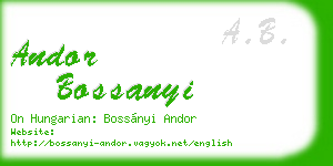andor bossanyi business card