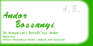 andor bossanyi business card